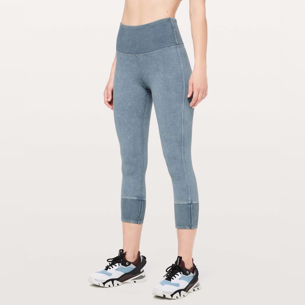 Lululemon‎ Wunder Under Crop 23" Ribbed Washed Moon Leggings Size 6